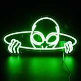 Green Alien Haunt Neon Signs